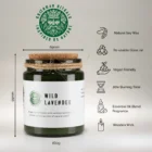 Rozměry sójové svíčky s dřevěným knotem 95 mm x 65 mm a hlavní vlastnosti produktu